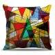Almofada Decorativa Tri�ngulos Coloridos Linhas Pretas Abstrato