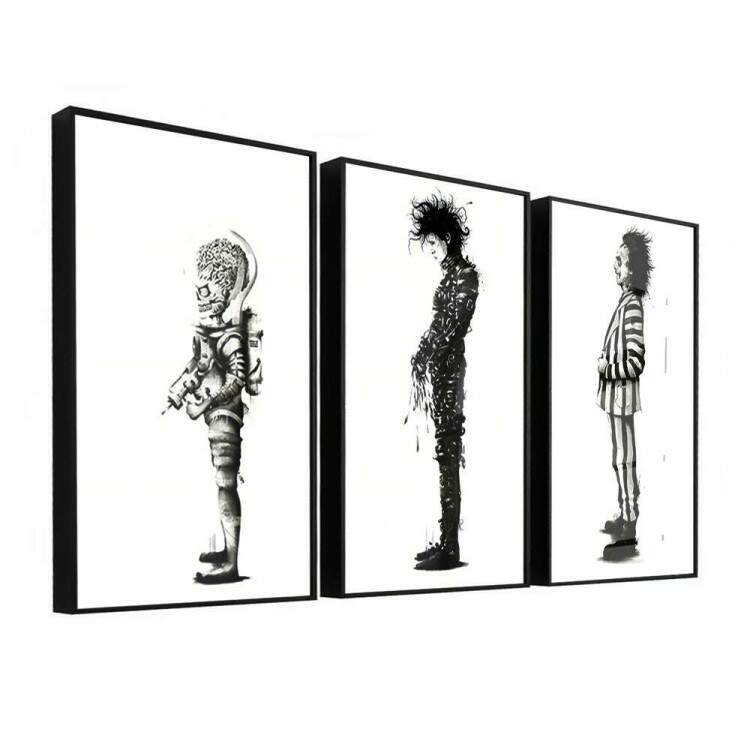 Kit 3 Quadros Decorativos Personagens Clssicos de Filmes