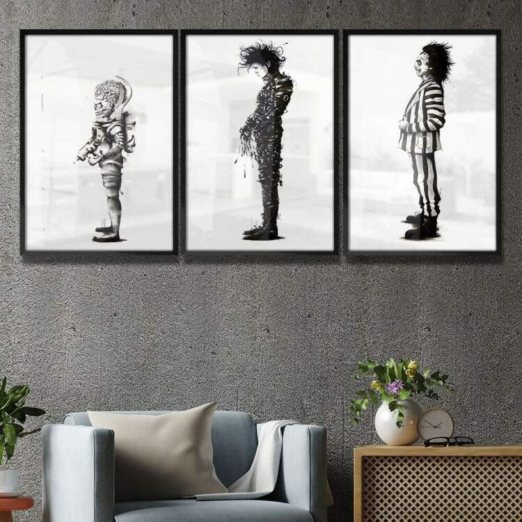 Kit 3 Quadros Decorativos Personagens Clssicos de Filmes