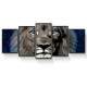 Kit Quadros Decorativos Mosaico Le�o Gal�xia Universo Azul
