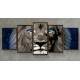 Kit Quadros Decorativos Mosaico Le�o Gal�xia Universo Azul