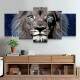 Kit Quadros Decorativos Mosaico Le�o Gal�xia Universo Azul