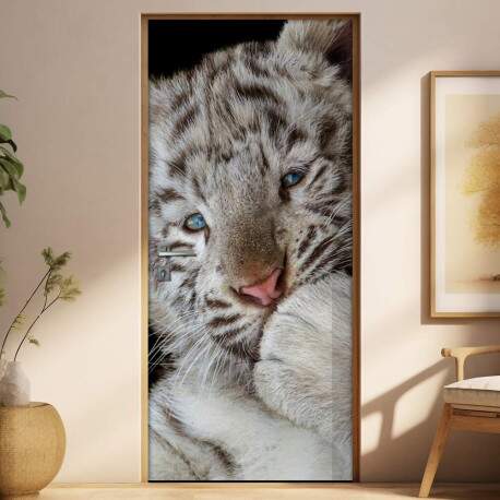 Adesivo para Porta de Tigre Branco