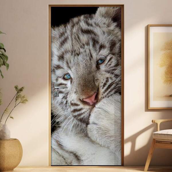 Adesivo para Porta de Tigre Branco