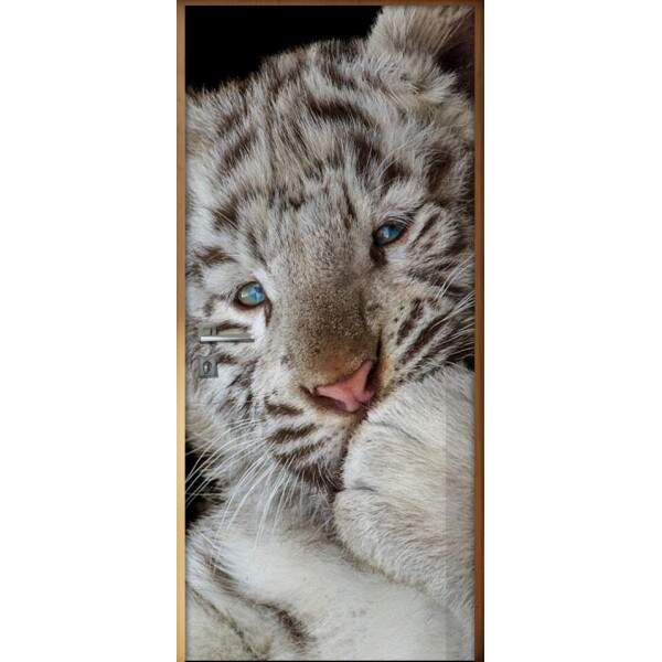 Adesivo para Porta de Tigre Branco