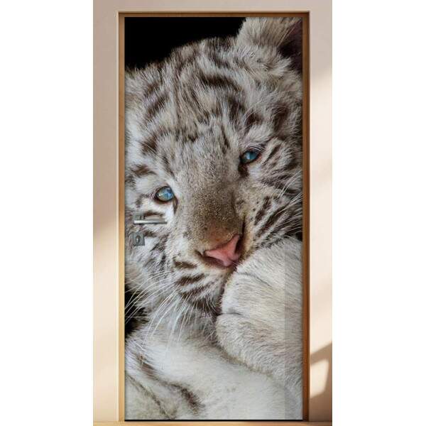 Adesivo para Porta de Tigre Branco