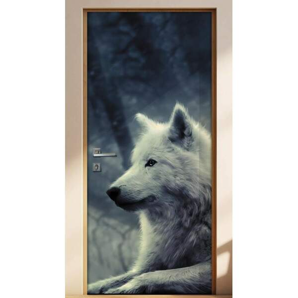 Adesivo para Porta Lobo Branco