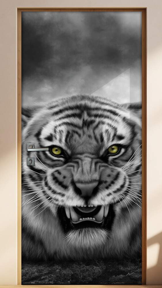 Adesivo para Porta Tigre Olhos Verdes