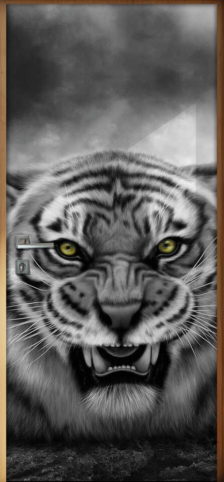 Adesivo para Porta Tigre Olhos Verdes