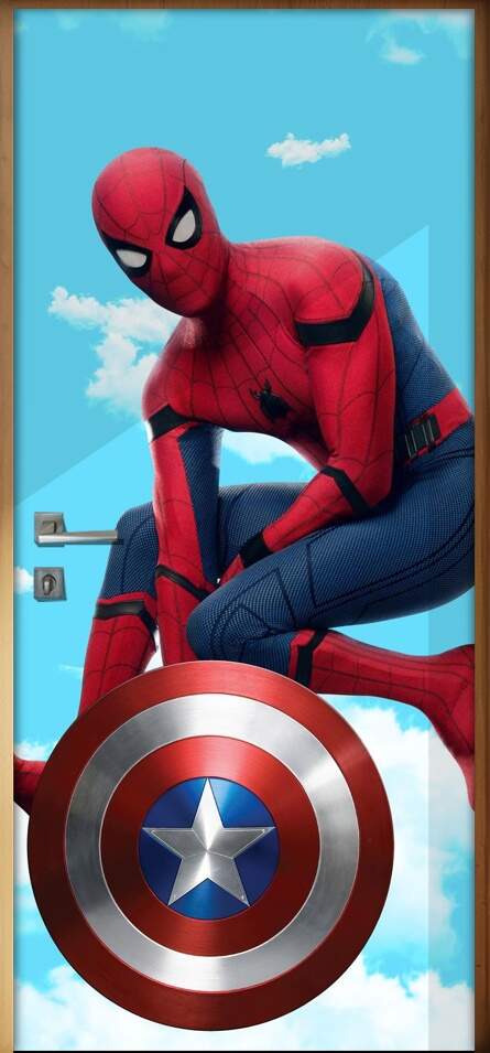 Adesivo para Porta Homem Aranha Escudo do Capito Amrica