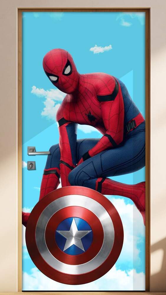 Adesivo para Porta Homem Aranha Escudo do Capit�o Am�rica