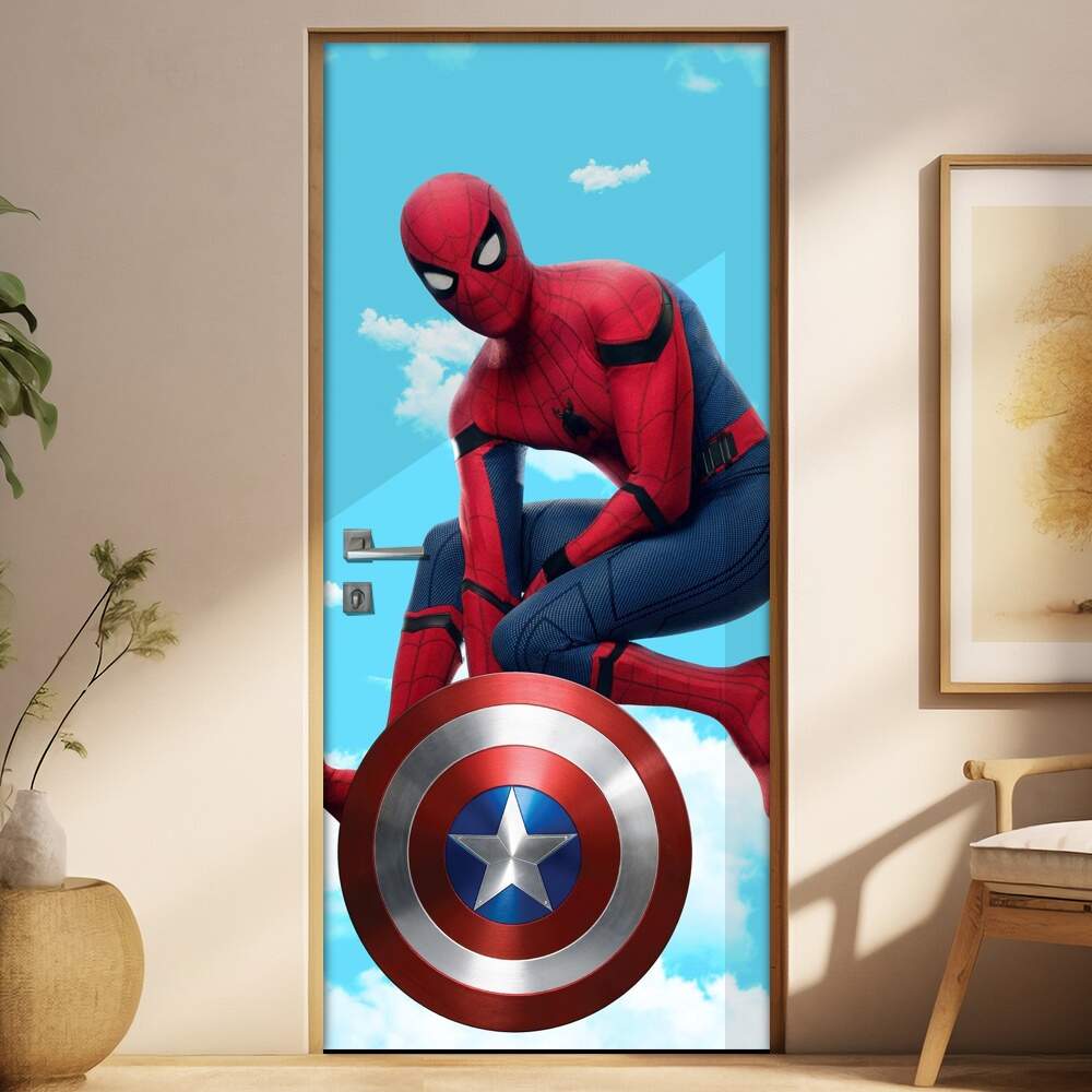 Adesivo para Porta Homem Aranha Escudo do Capito Amrica