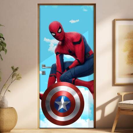 Adesivo para Porta Homem Aranha Escudo do Capito Amrica