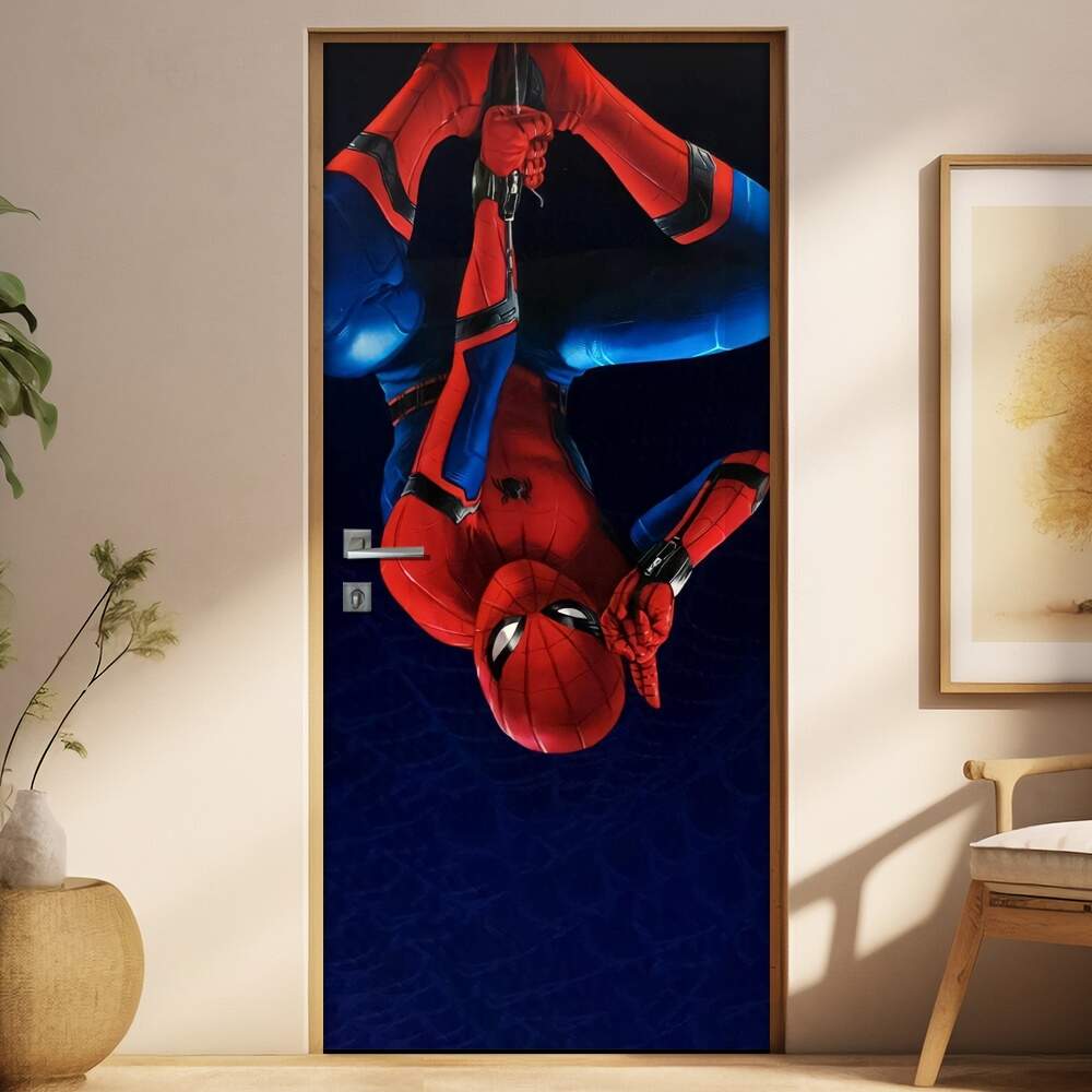 Adesivo para Porta Homem Aranha de Cabea Para Baixo