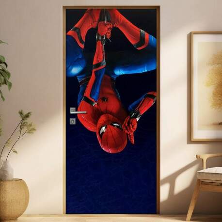 Adesivo para Porta Homem Aranha de Cabea Para Baixo
