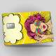 Adesivo Para Cart�o Pop Art Mulher Cabelo Rosa