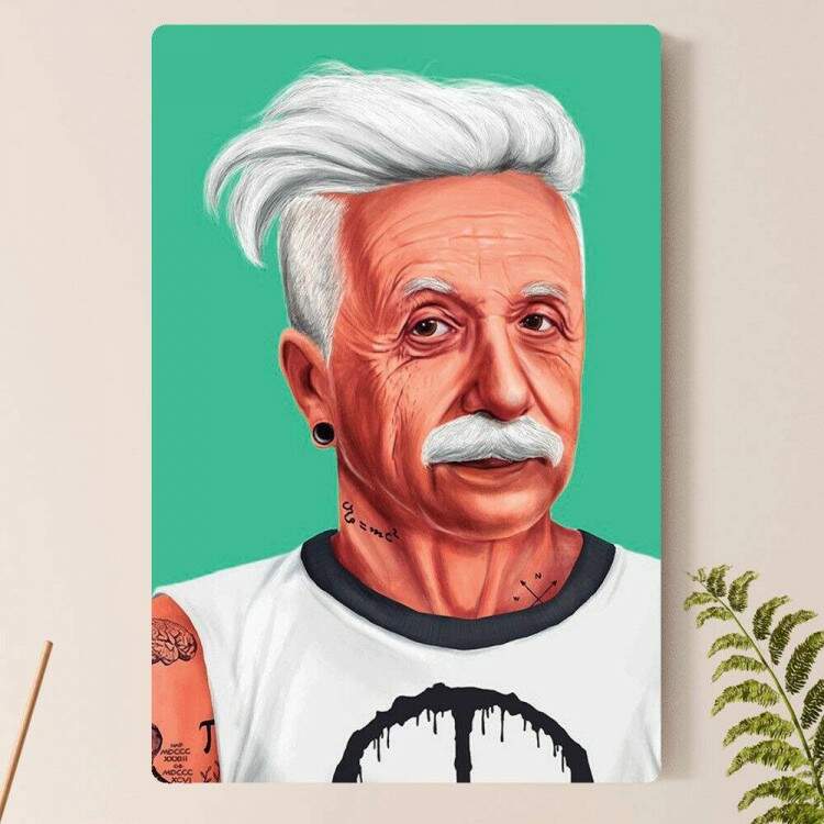 Placa Decorativa Albert Einstein Tatuado Estiloso