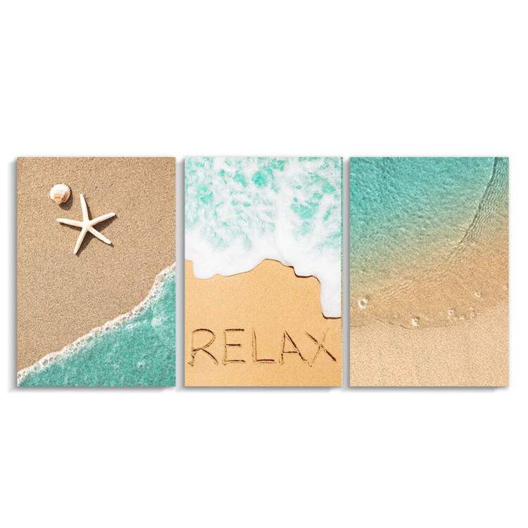 Kit 3 Quadros Decorativos Praia Relax