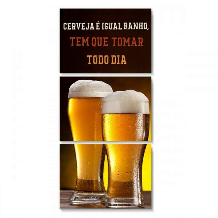 Kit 3 Quadros Decorativos Cerveja  Igual Banho