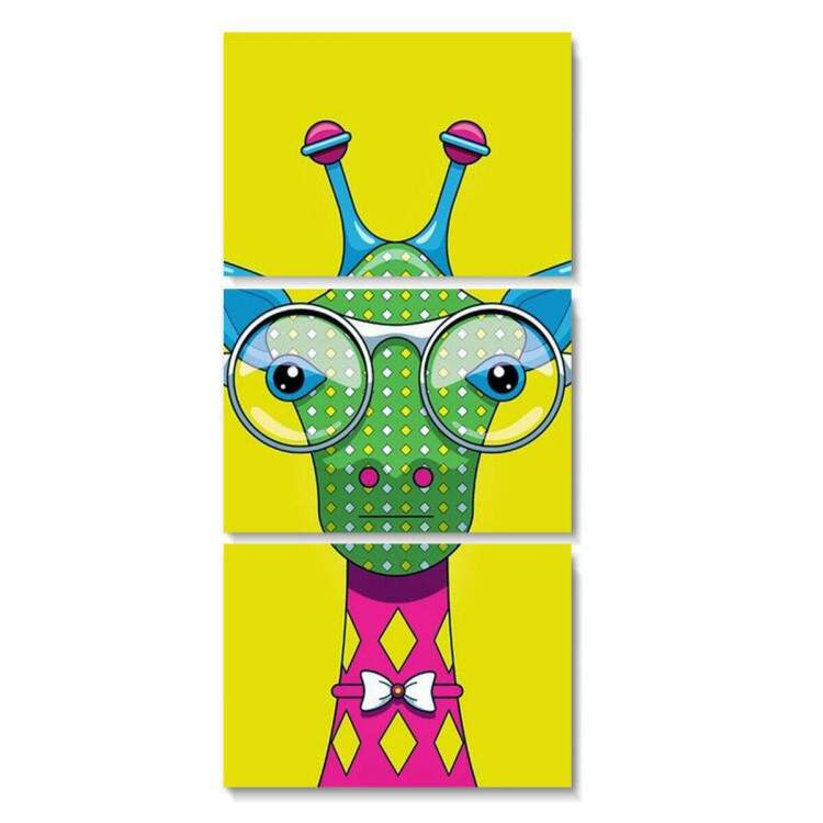 Kit 3 Quadros Decorativos Gigantes Girafa Pop Art