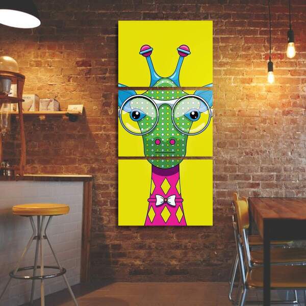 Kit 3 Quadros Decorativos Gigantes Girafa Pop Art