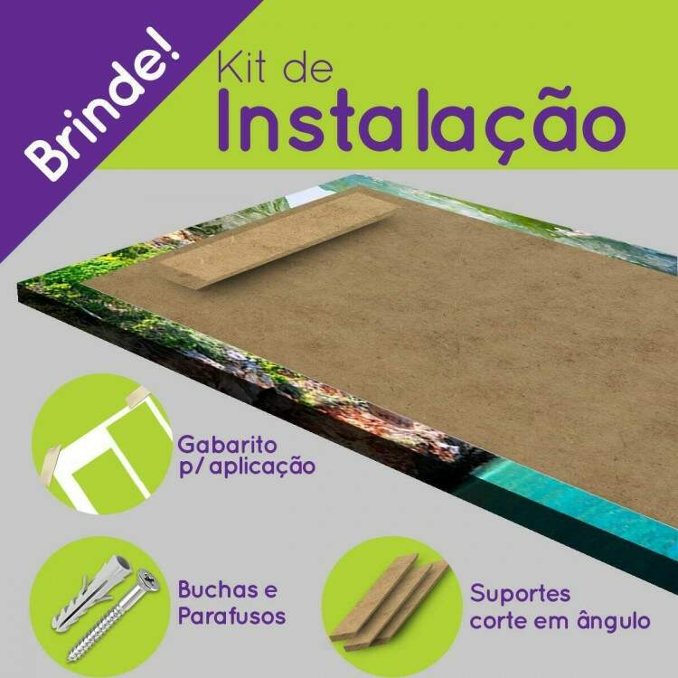 Kit 5 Quadros Decorativos Mosaico Cachoeira
