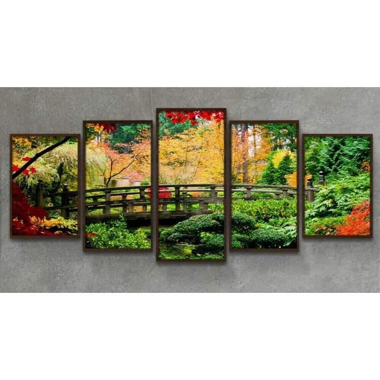 Kit Quadros Decorativos Mosaico Ponte e rvores