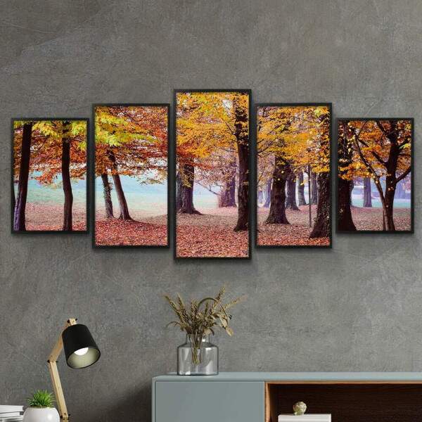 Kit Quadros Decorativos Mosaico rvores Folhas Amarelas