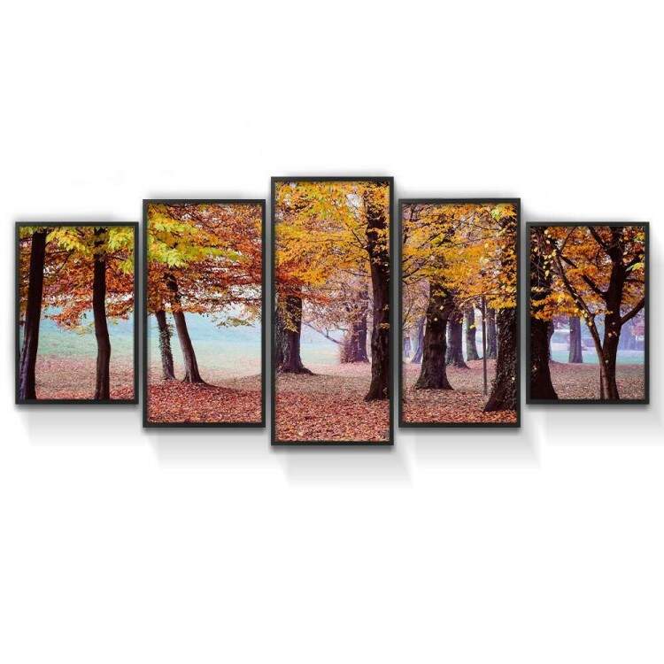 Kit 5 Quadros Decorativos Mosaico rvores Folhas Amarelas