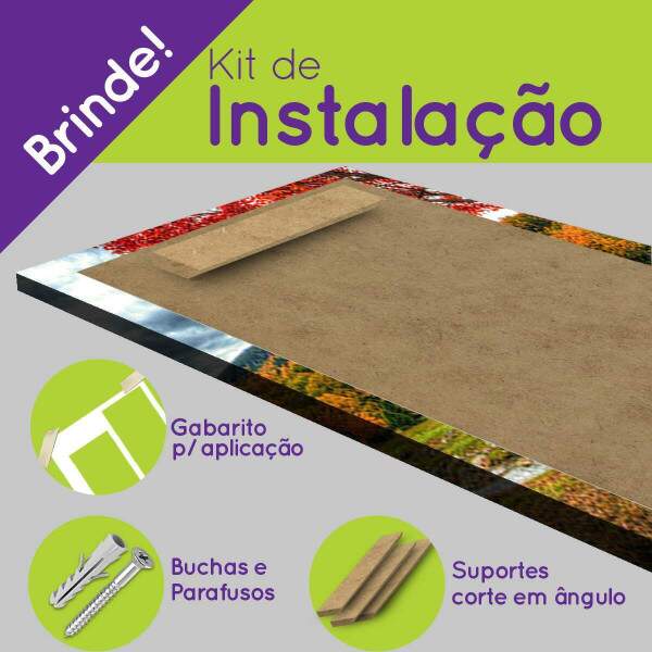 Kit Quadros Decorativos Mosaico rvore Folhas Vermelhas