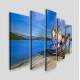 Kit 5 Quadros Decorativos Mosaico Barco