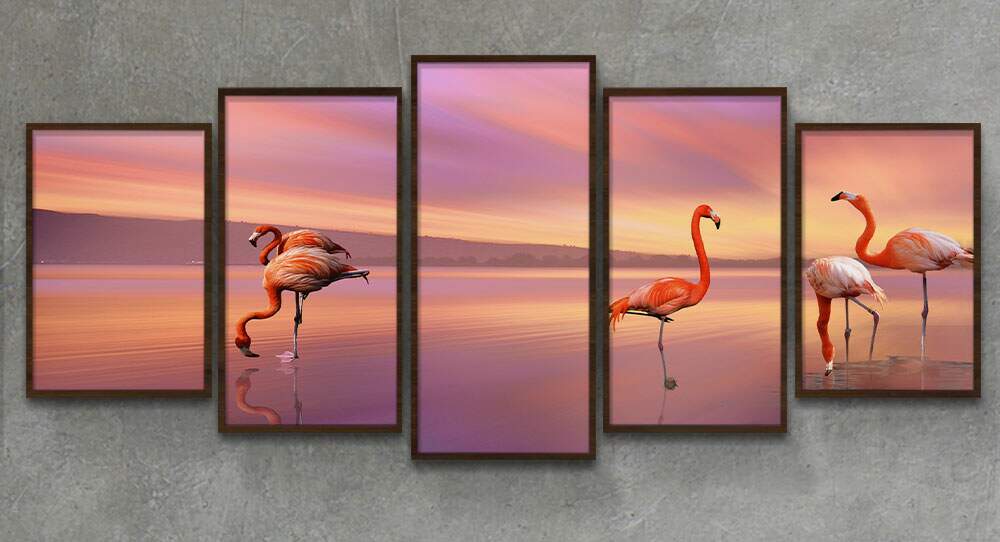 Kit Quadros Decorativos Mosaico Flamingo Estiloso