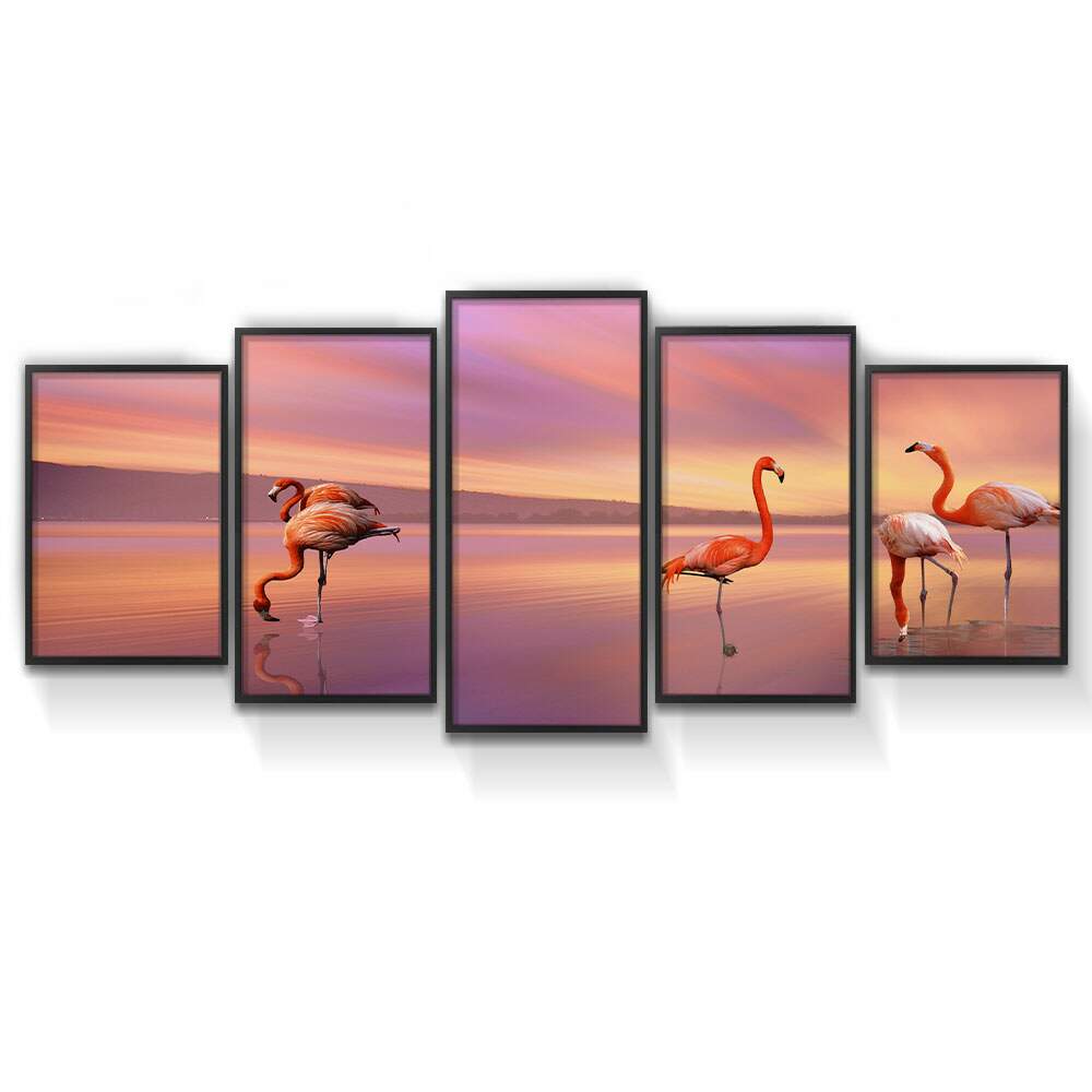 Kit Quadros Decorativos Mosaico Flamingo Estiloso