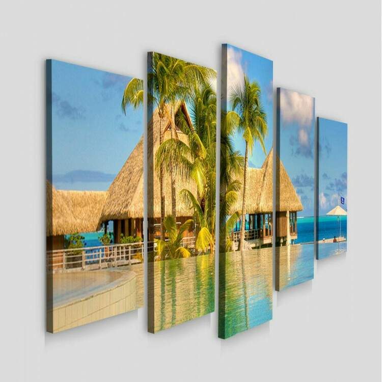 Kit Quadros Decorativos Mosaico Quiosque Praia