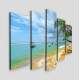Kit 5 Quadros Decorativos Mosaico Barcos na Praia