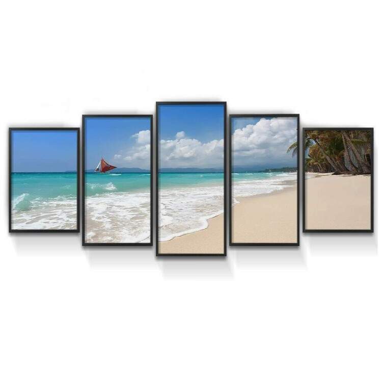 Kit Quadros Decorativos Mosaico Praia