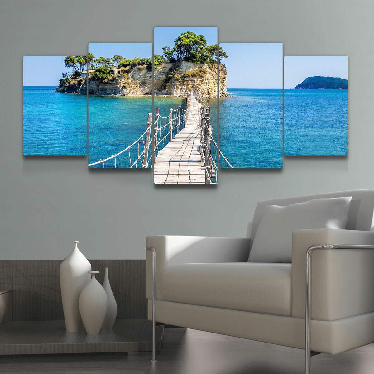 Kit Quadros Decorativos Mosaico Ponte Ilha