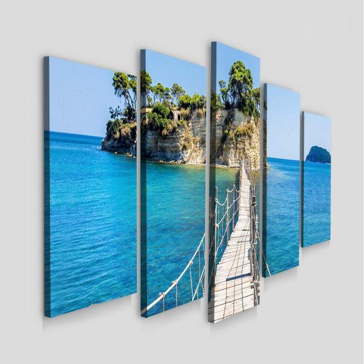 Kit 5 Quadros Decorativos Mosaico Ponte Ilha