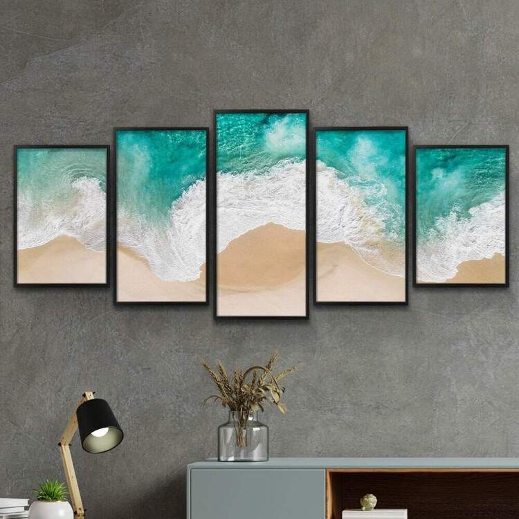 Kit Quadros Decorativos Mosaico Paisagem Praia