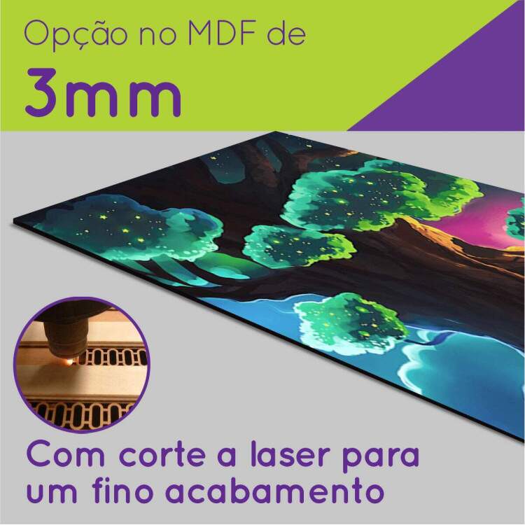 Kit Quadros Decorativos Mosaico Ilustrao Paisagem rvore e Lua