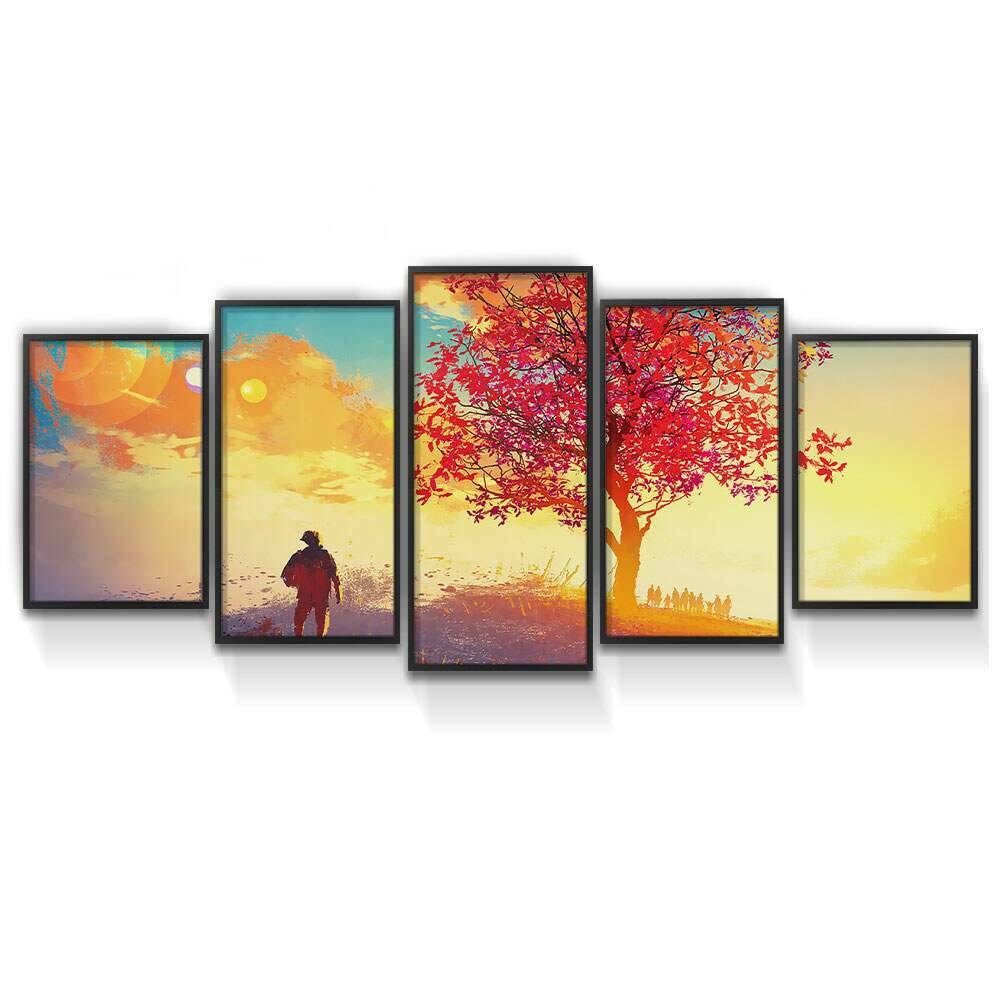 Kit Quadros Decorativos Mosaico Paisagem �rvore Pintura