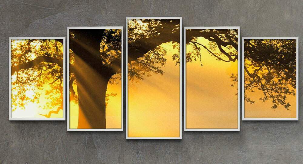 Kit Quadros Decorativos Mosaico �rvore e Luz do Sol