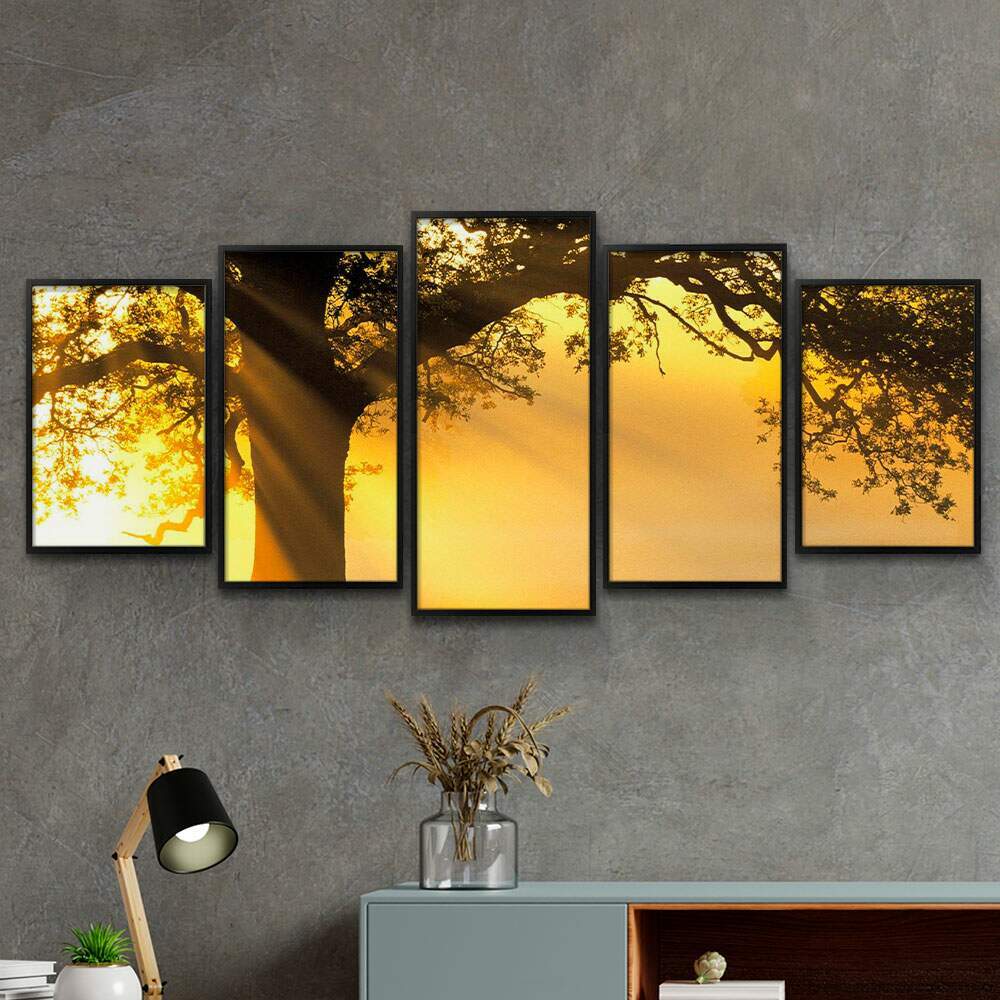 Kit Quadros Decorativos Mosaico �rvore e Luz do Sol