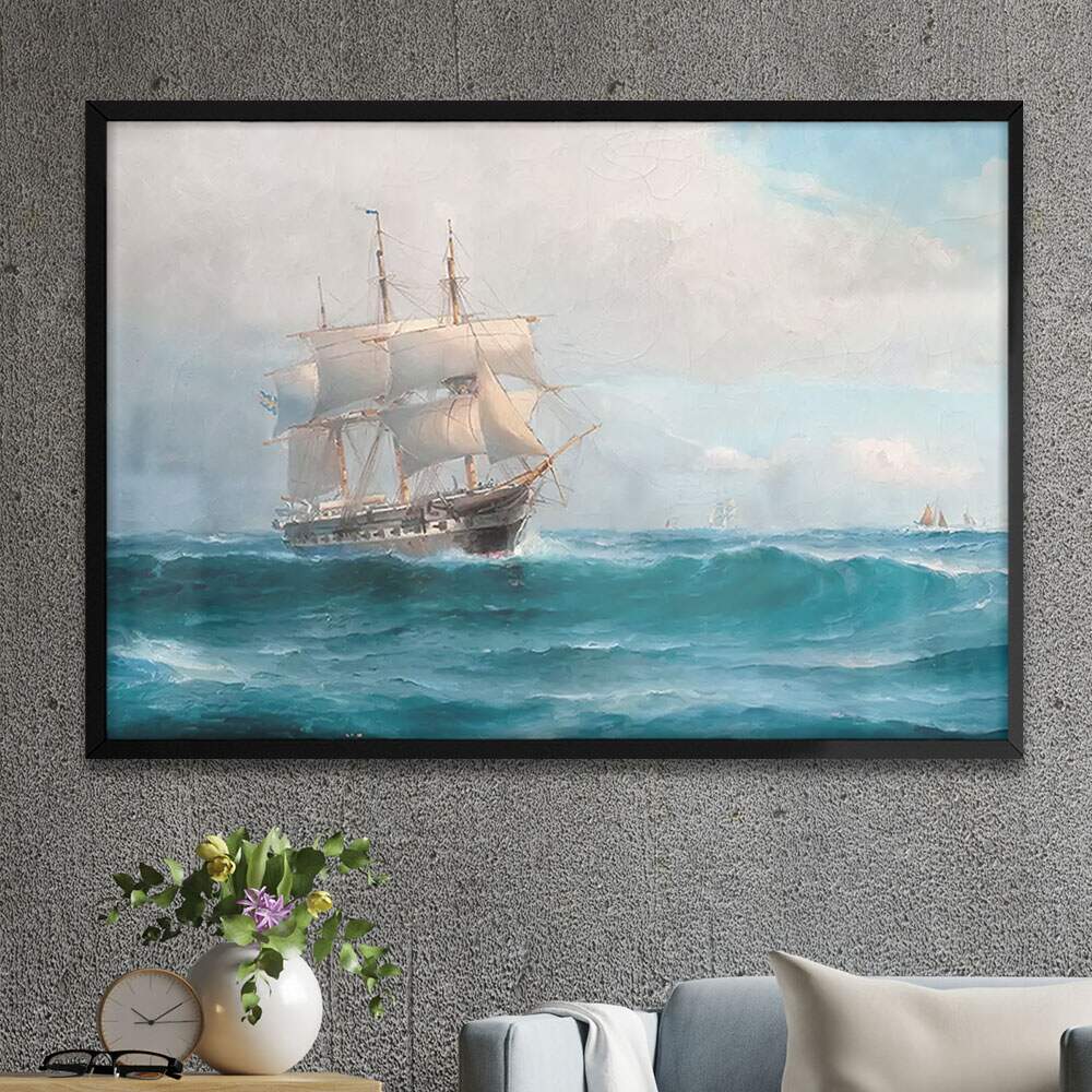Quadro Decorativo Pintura de Barco Antigo