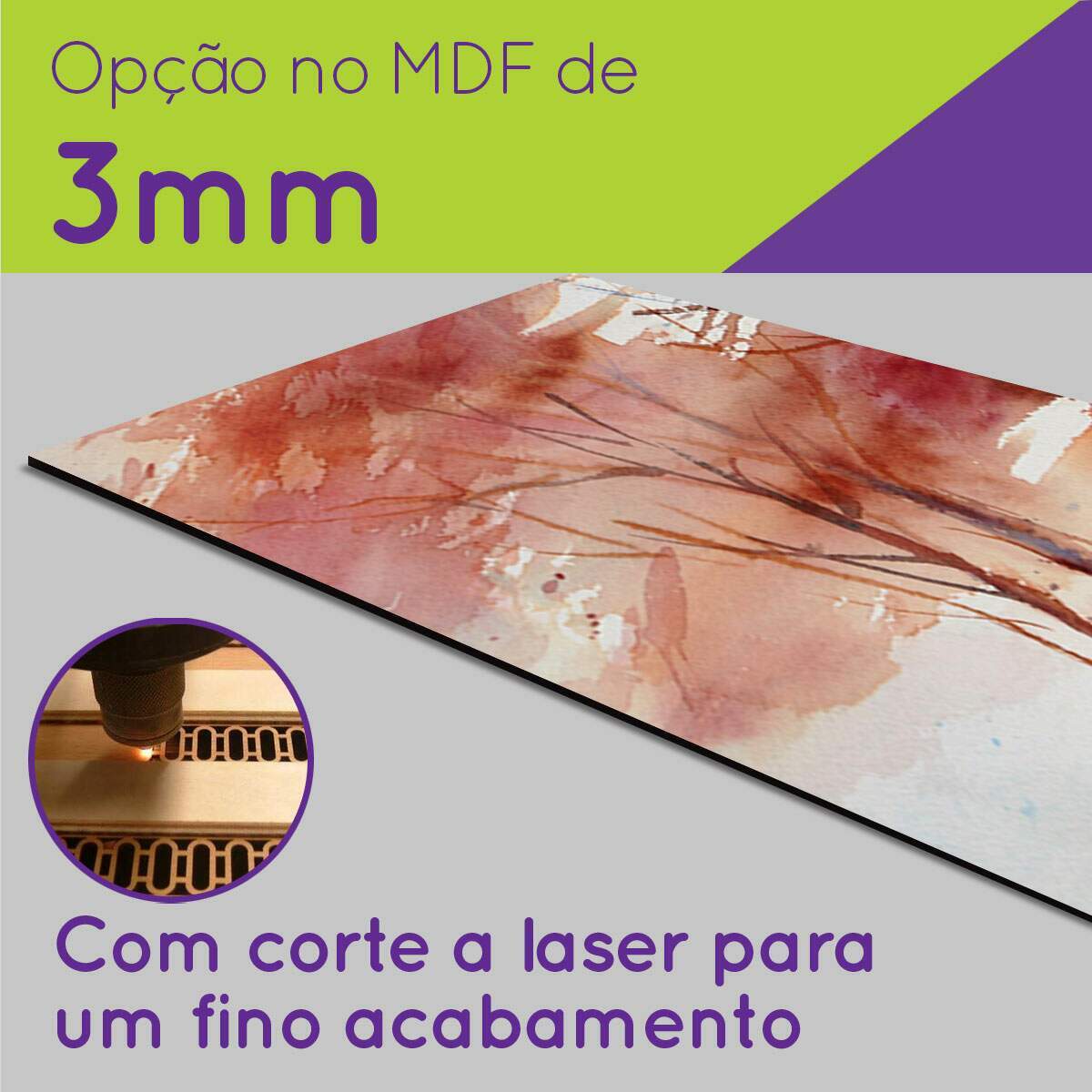 Kit Quadros Decorativos Mosaico Pintura de �rvores Rosa