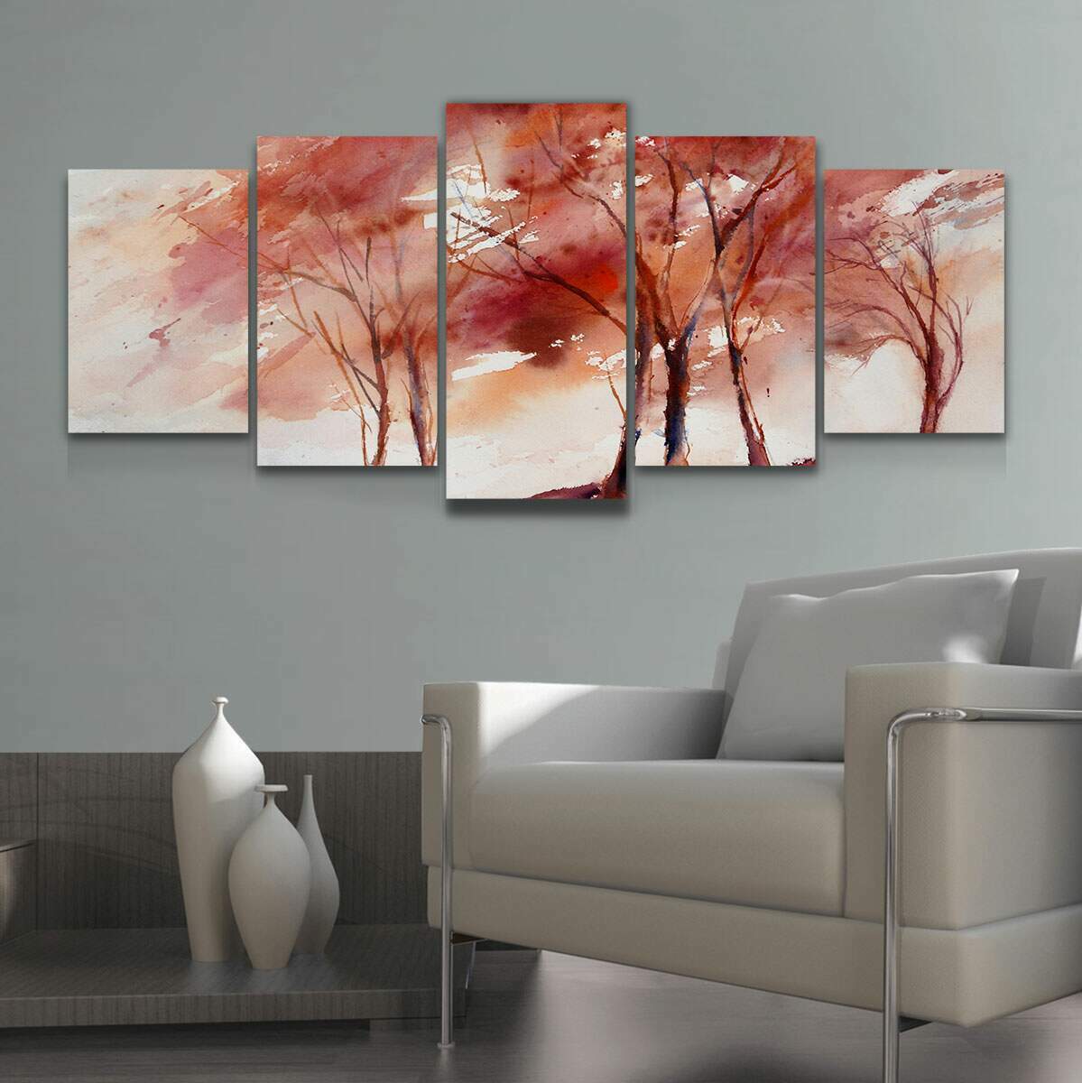 Kit Quadros Decorativos Mosaico Pintura de rvores Rosa