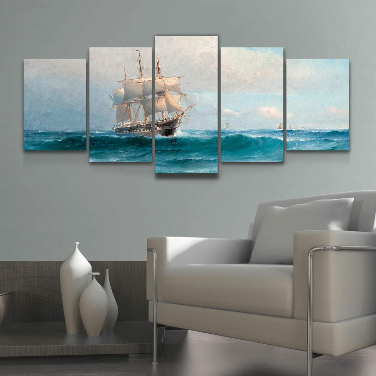 Kit Quadros Decorativos Mosaico Barco Antigo
