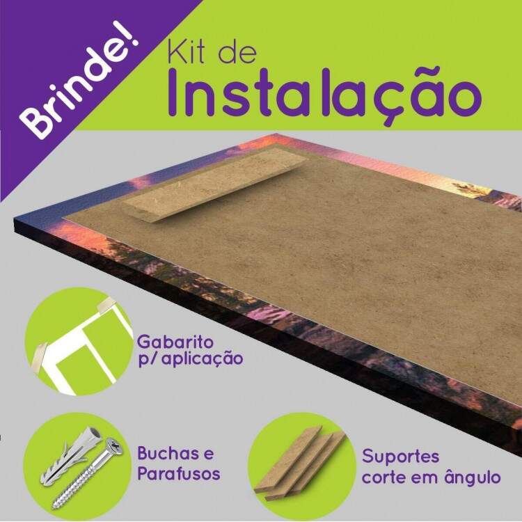 Kit 5 Quadros Decorativos Mosaico Pintura de Lago e Casa