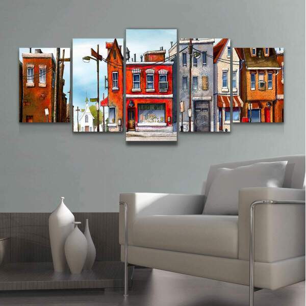 Kit Quadros Decorativos Mosaico Pintura Prdios e Casas