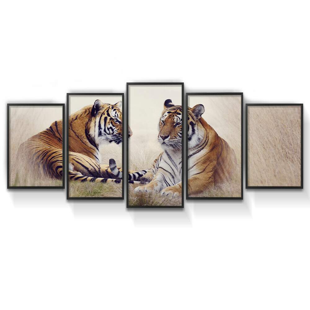 Kit Quadros Decorativos Mosaico Pintura Tigres